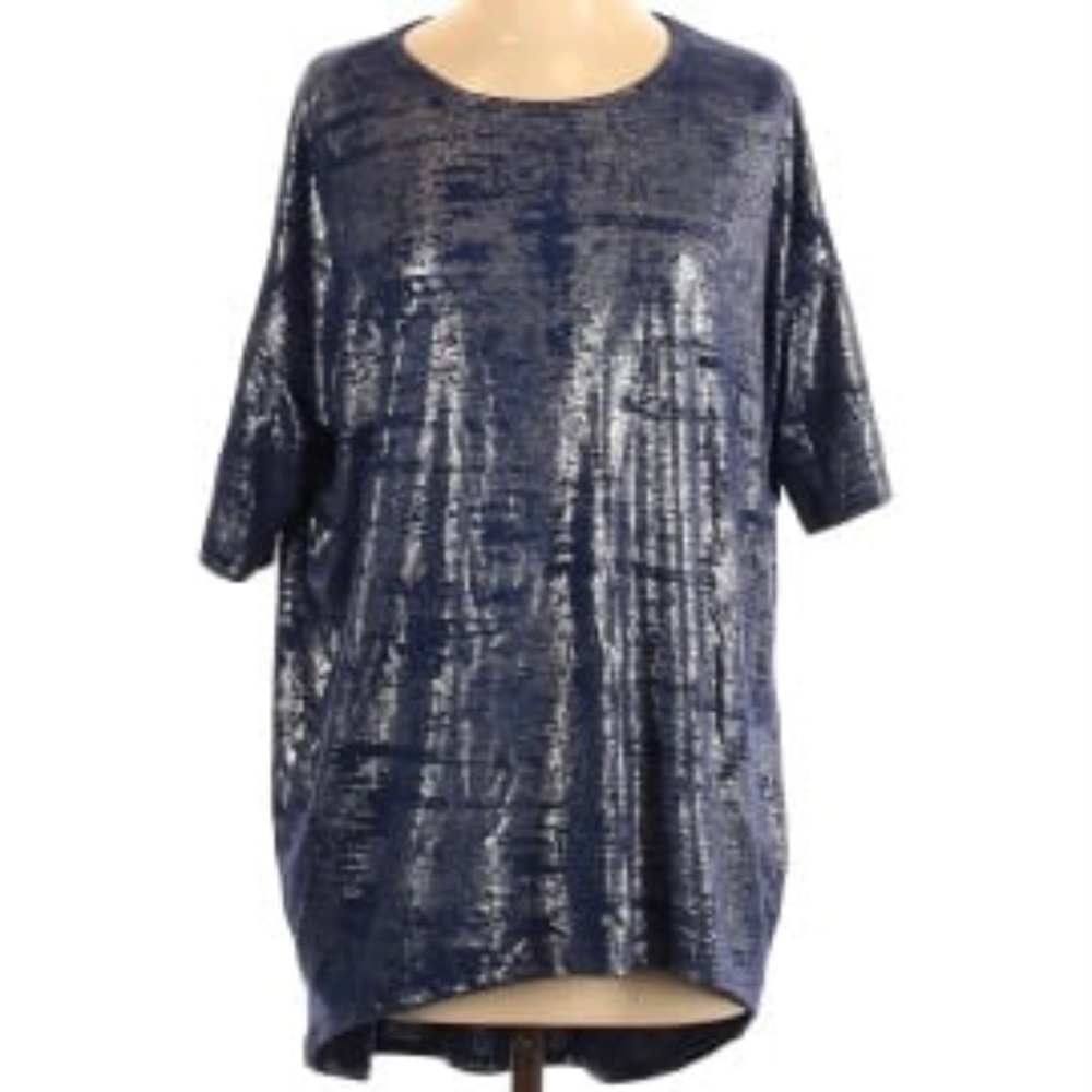 Metallic Lularoe Elegant Collection Irma Tunic Small Blue Metallic